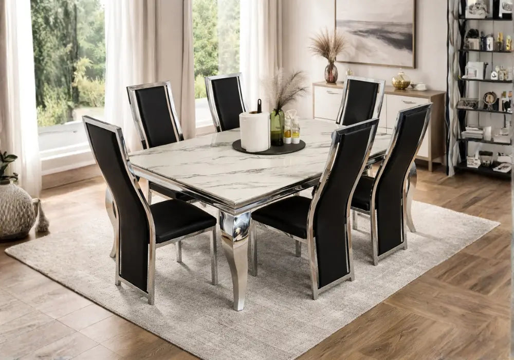 Louise Table avec chaises noir Swedzo-Meuble