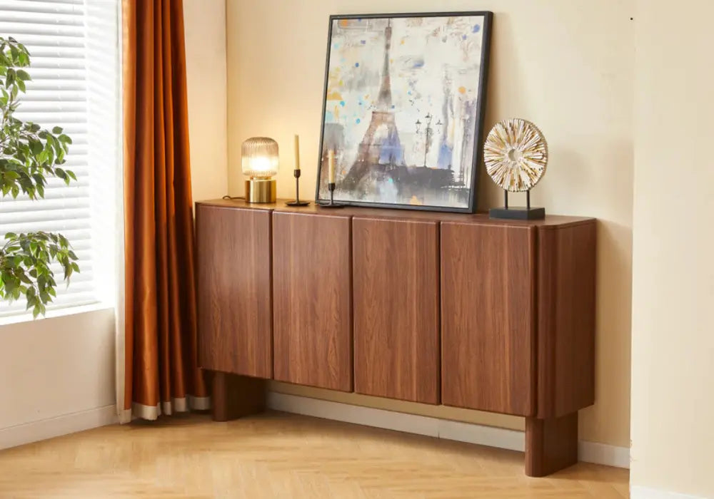 Buffet baroque rectangulaire blanc avec pieds argentés 170 cm Swedzo-Meuble