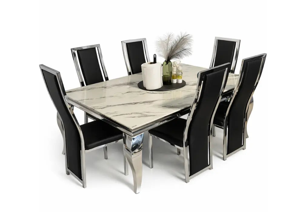 Louise Table avec chaises noir Swedzo-Meuble