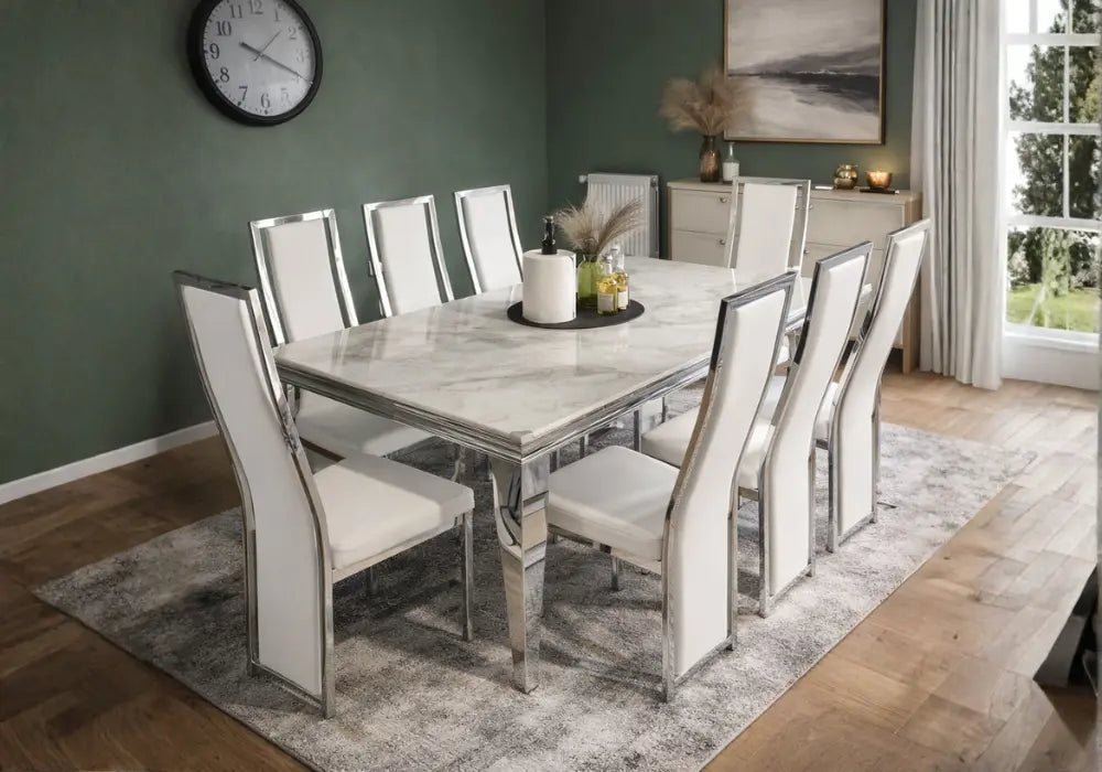 Louise Table avec chaises blanc Swedzo-Meuble