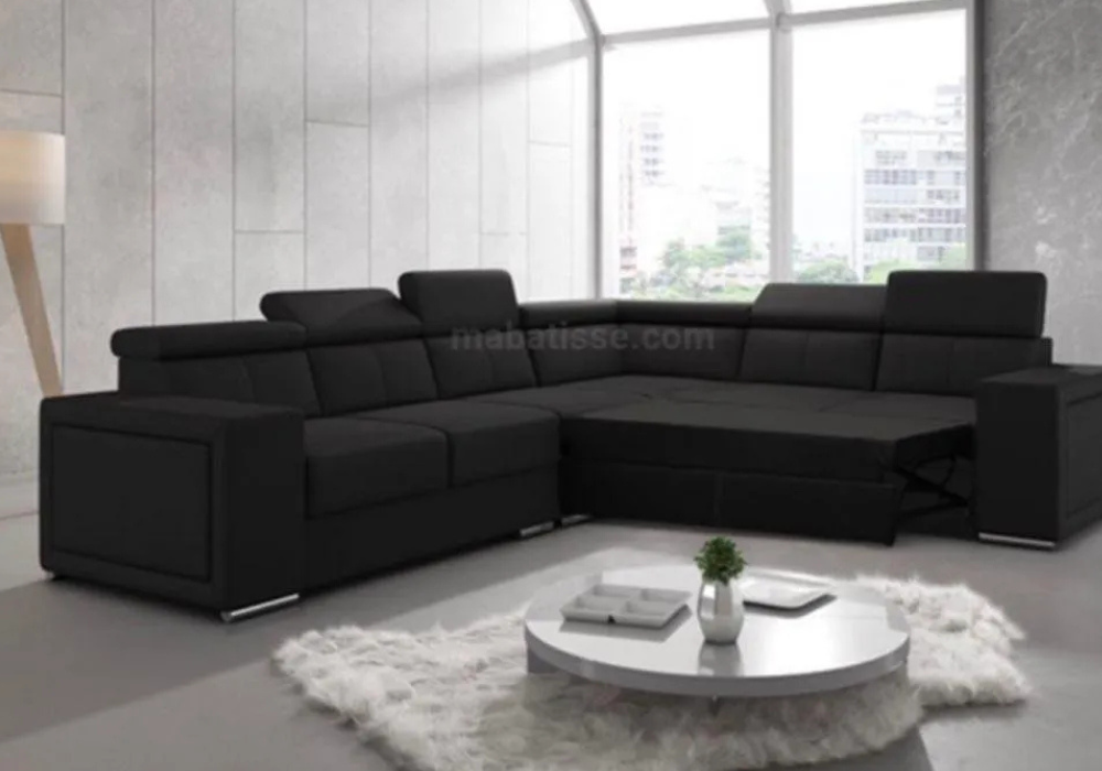 Canapé d’angle Tissu Gris foncé anthracite réversible/convertible