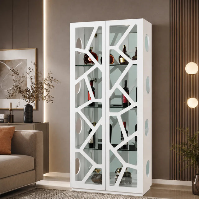 VITRINE DESIGN 2 PORTES EN BOIS LAQUE ET VERRE