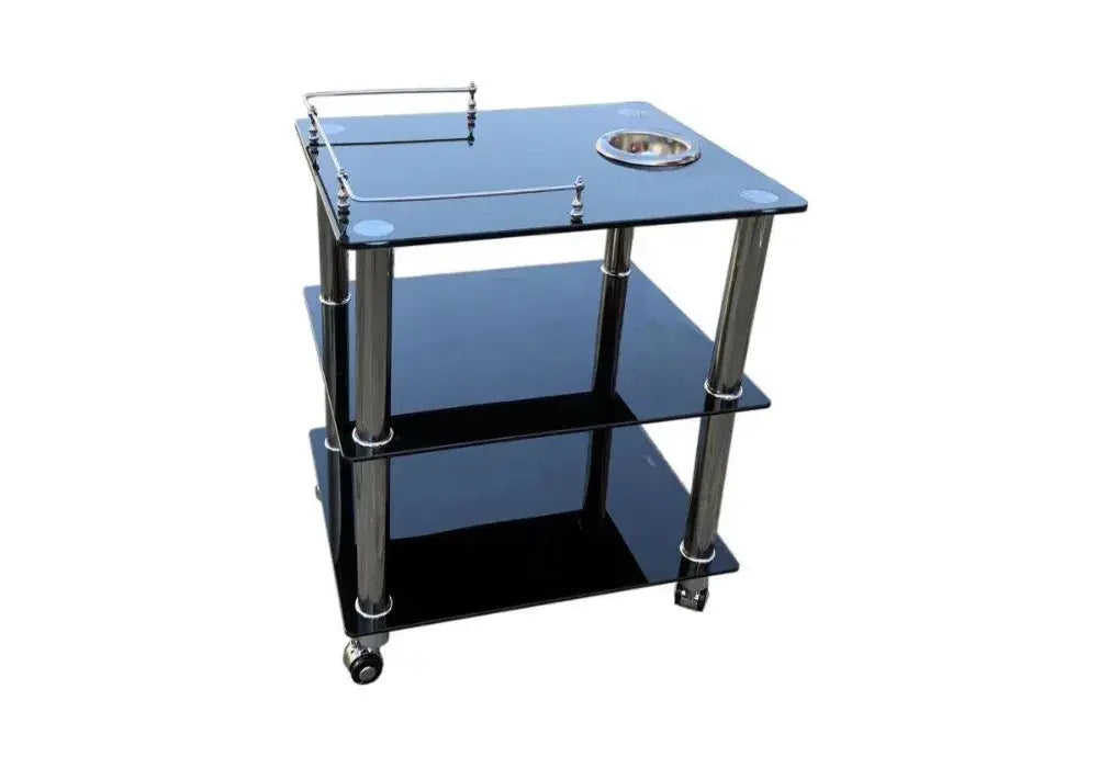 W chariot 3 etager verre chrome Swedzo-Meuble