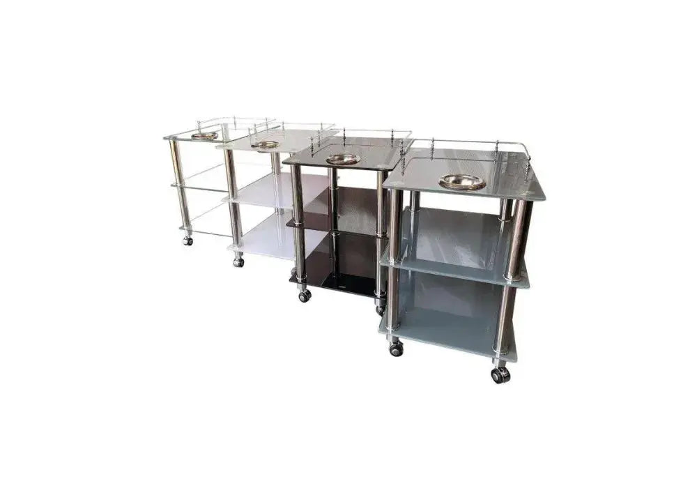 W chariot 3 etager verre chrome Swedzo-Meuble
