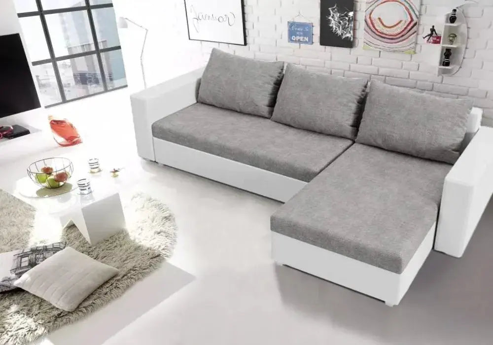 Canapé d’angle convertible avec coffre et accoudoir fixe Swedzo-Meuble