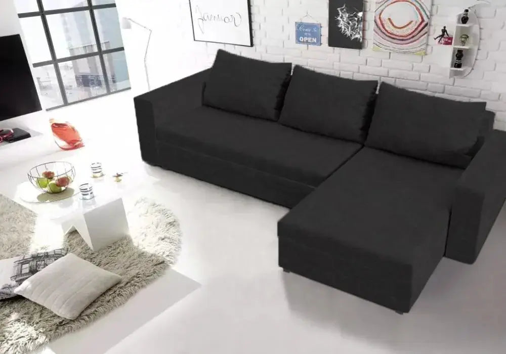 Canapé d’angle convertible avec coffre et accoudoir fixe Swedzo-Meuble