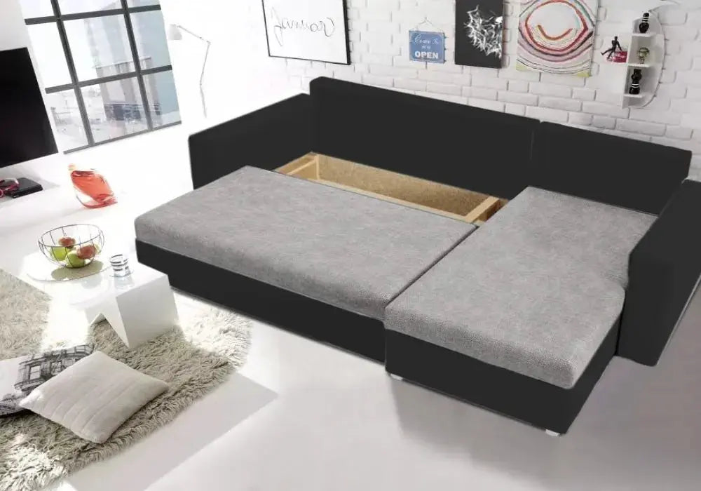 Canapé d’angle convertible avec coffre et accoudoir fixe Swedzo-Meuble