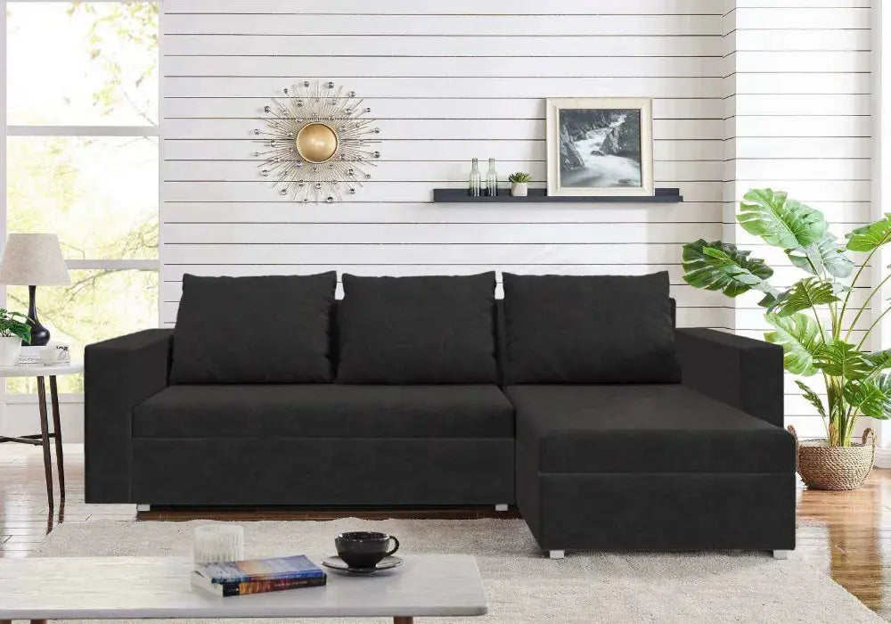 Canapé d’angle convertible avec coffre et accoudoir fixe Swedzo-Meuble