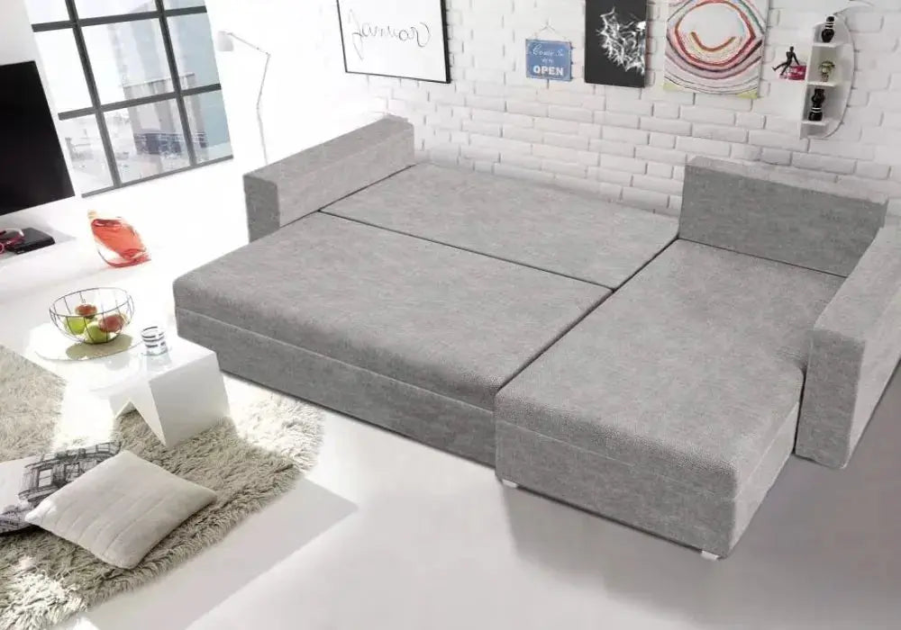 Canapé d’angle convertible avec coffre et accoudoir fixe Swedzo-Meuble
