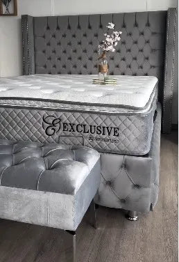 Matelas Exclusif Ressorts Gris - 32 cm avec surmatelas Intégré