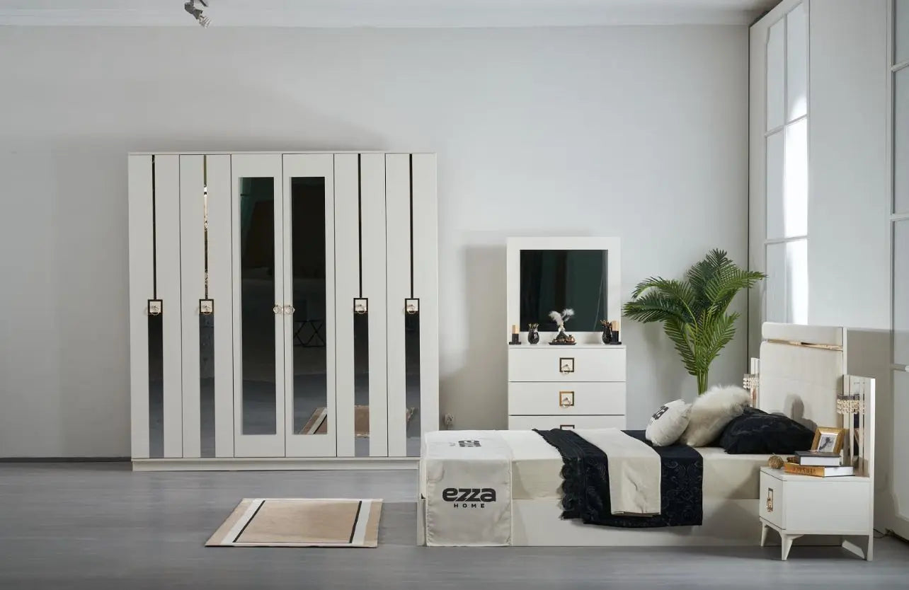 Chambre complète Queen avec sommier Swedzo-Meuble