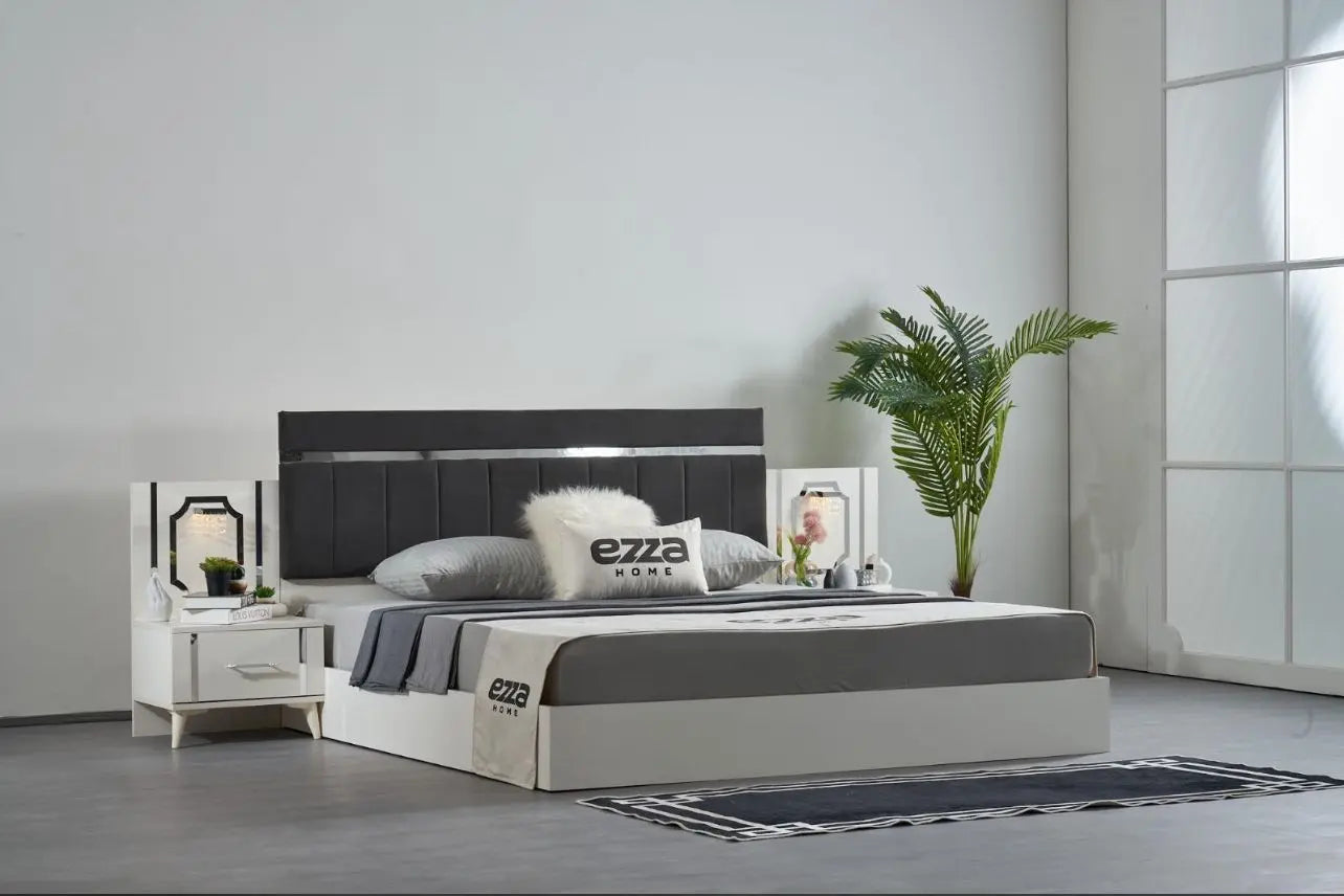 Chambre complète Queen avec sommier Swedzo-Meuble