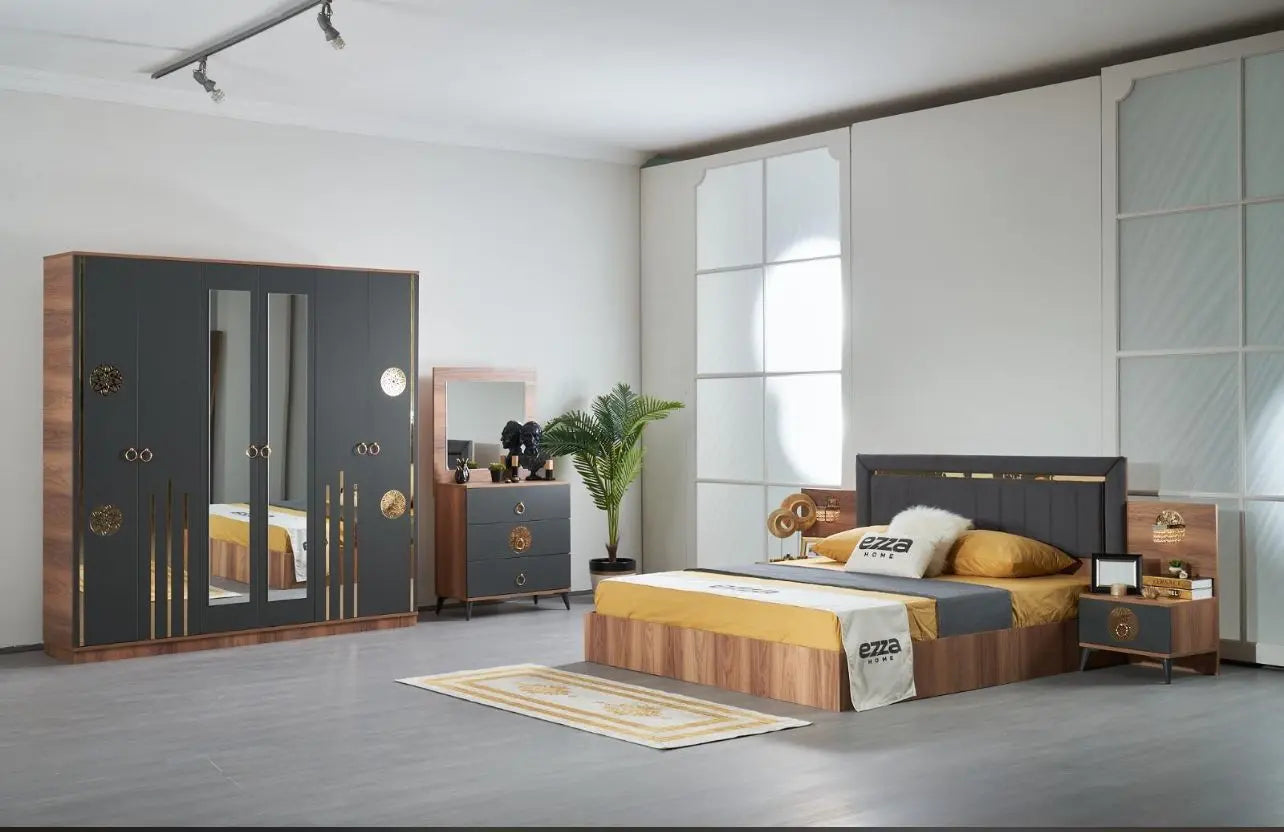 Chambre complète Queen avec sommier Swedzo-Meuble