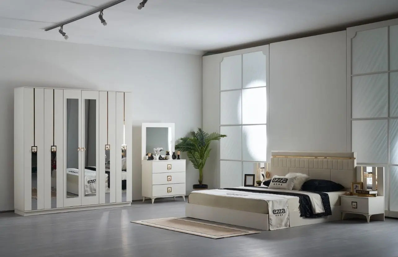 Chambre complète Queen avec sommier Swedzo-Meuble