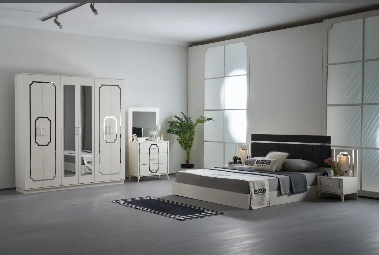 Chambre complète Queen avec sommier Swedzo-Meuble