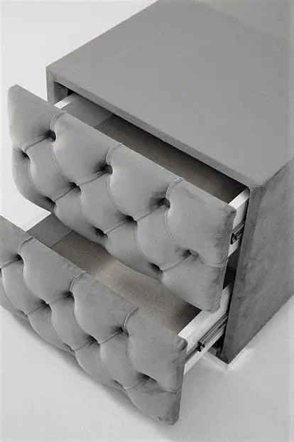 Chevet Capitonné Velours Gris