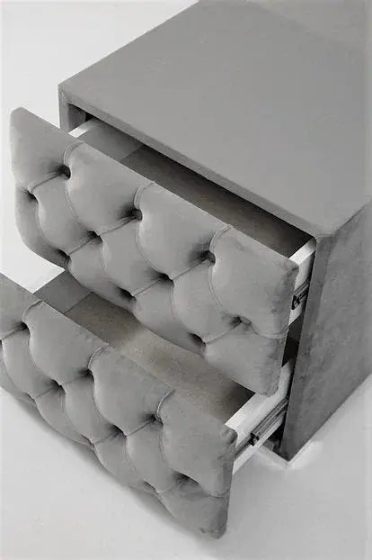 Chevet Capitonné Velours Gris Swedzo-Meuble