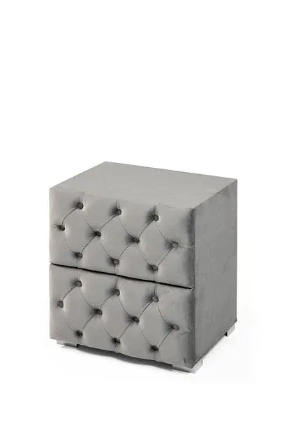 Chevet Capitonné Velours Gris