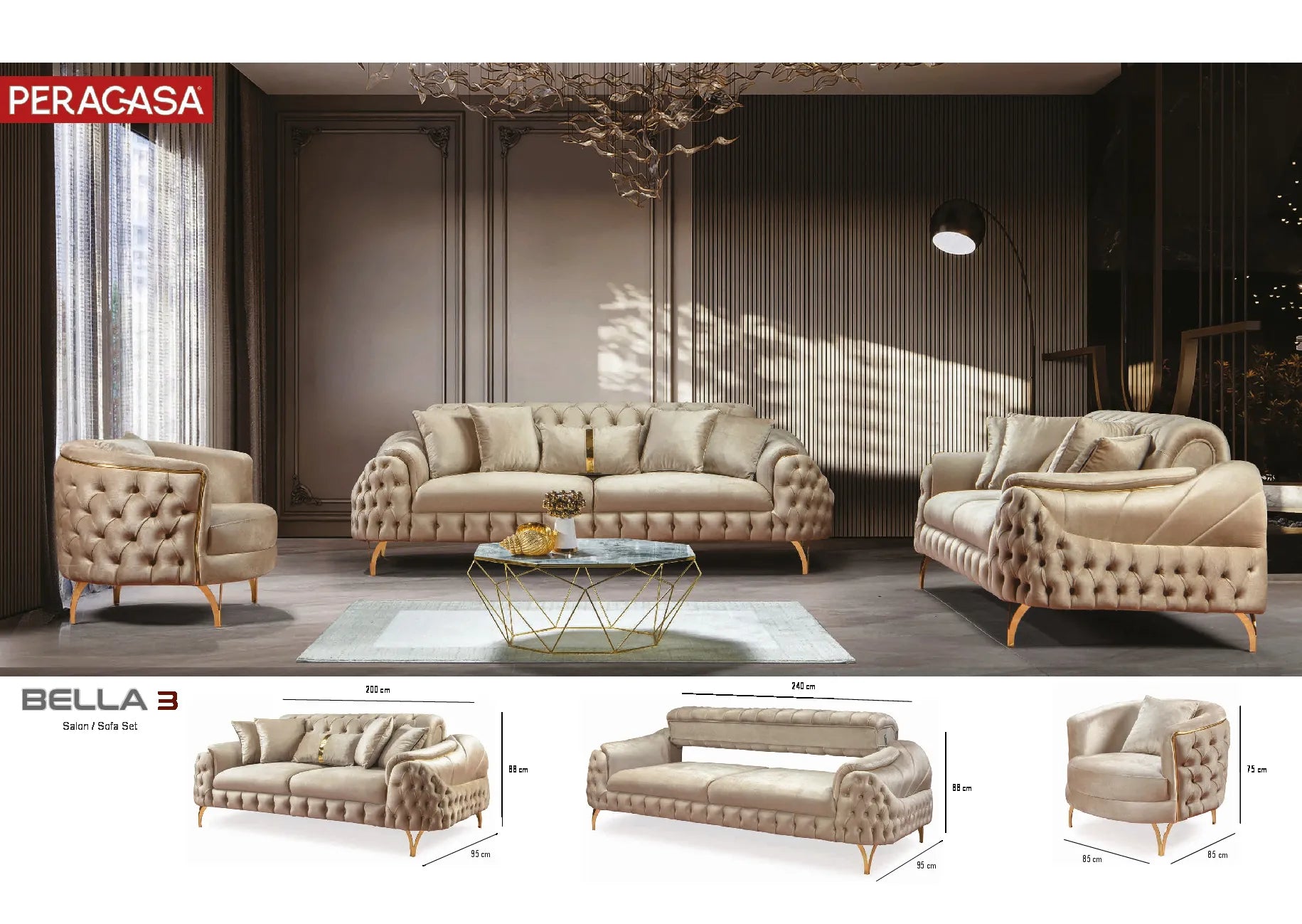 Bella – Ensemble Canapé 3+3+1/ 3+2+1 places