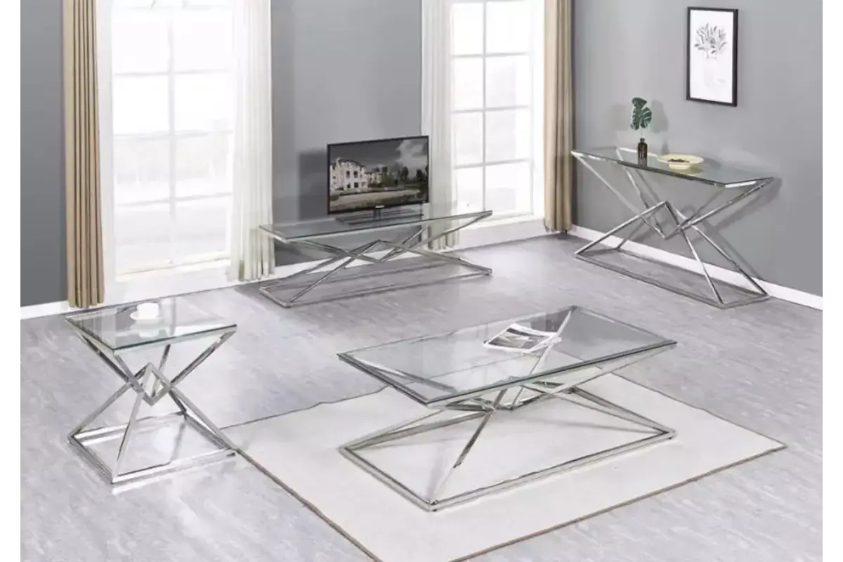 Table basse design argenté LUXOR Swedzo-Meuble