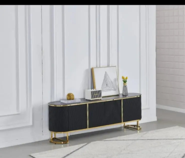Meuble TV esmee or céramique beige 1m80 Swedzo-Meuble