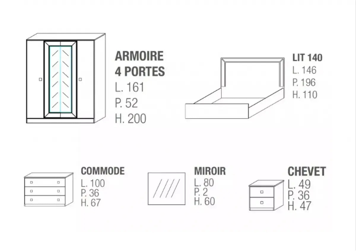 Chambre complète Idea avec sommier Swedzo-Meuble