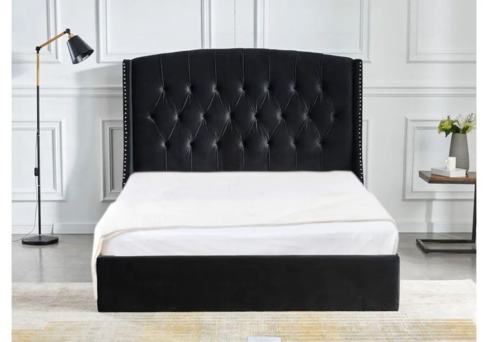 lit-coffre-capitonne-velours-beige-chester 140/190