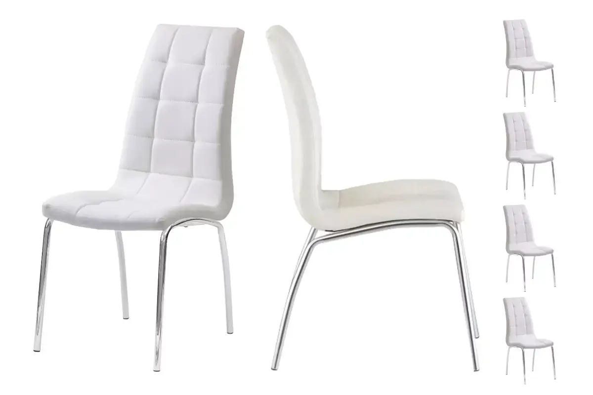 Table repas et chaises blanches DESIGN Swedzo-Meuble