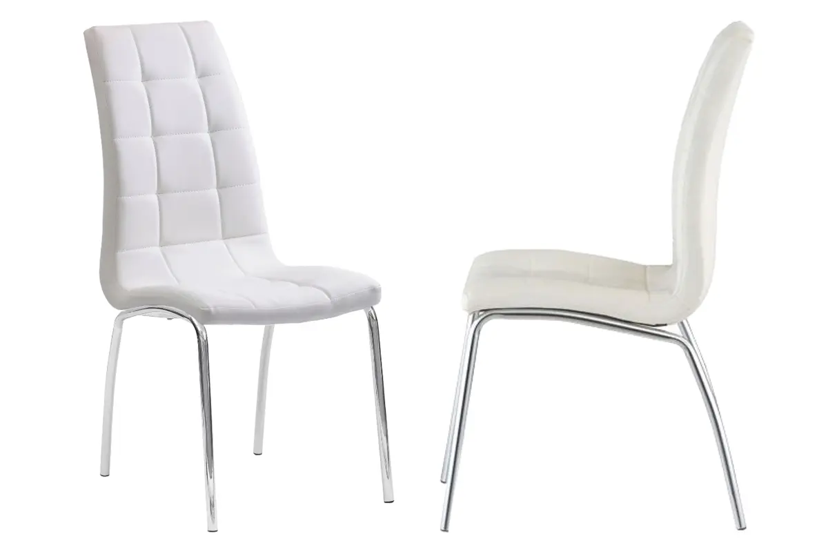 Table chromé 4 ou 6 chaises blanches DESIGN