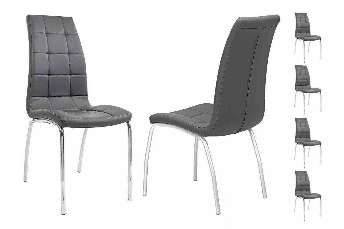 Table laqué blanc 6 chaises gris TOE