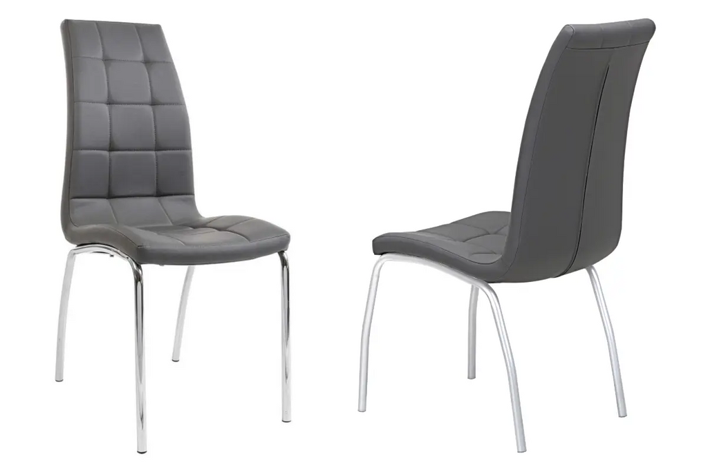 Table chromé 4 ou 6 chaises grises DESIGN