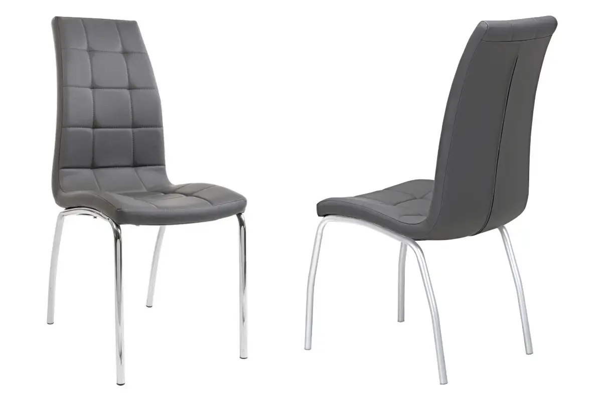 Table chromé 4 ou 6 chaises grises DESIGN Swedzo-Meuble