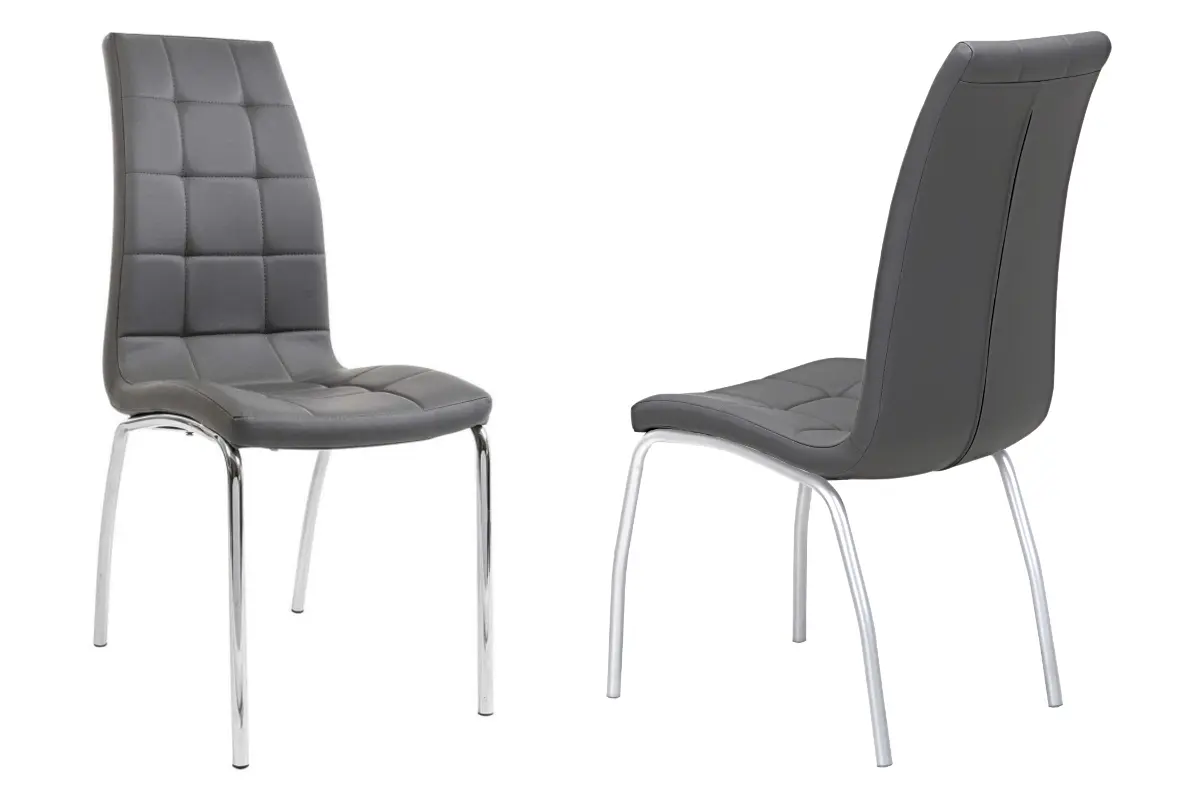 Table chromé 4 ou 6 chaises grises DESIGN