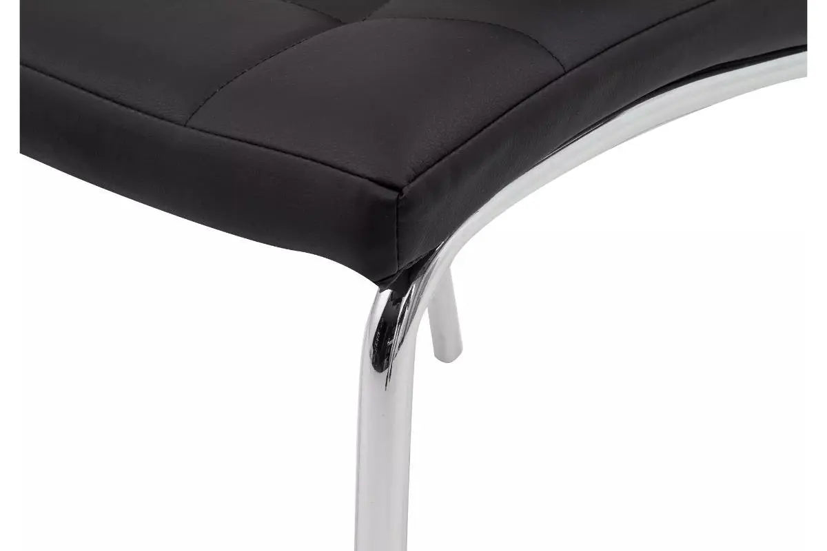 Table ronde chromé et chaises noires DESIGN Swedzo-Meuble