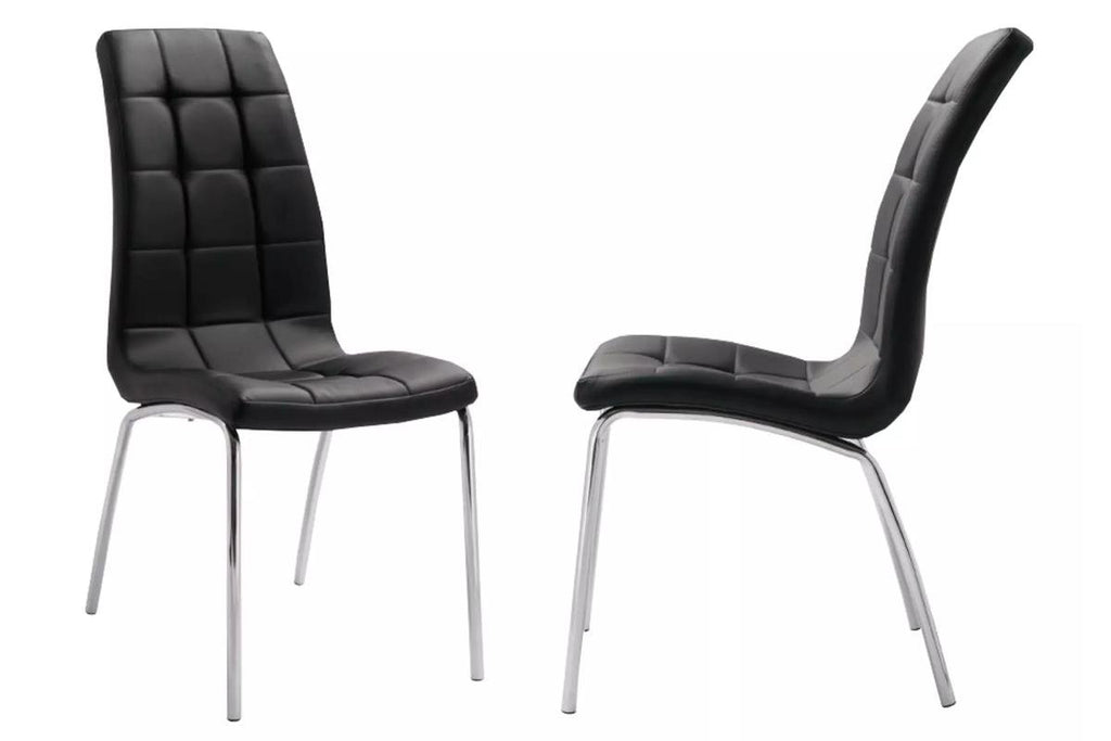 Table ronde chromé et chaises noires DESIGN