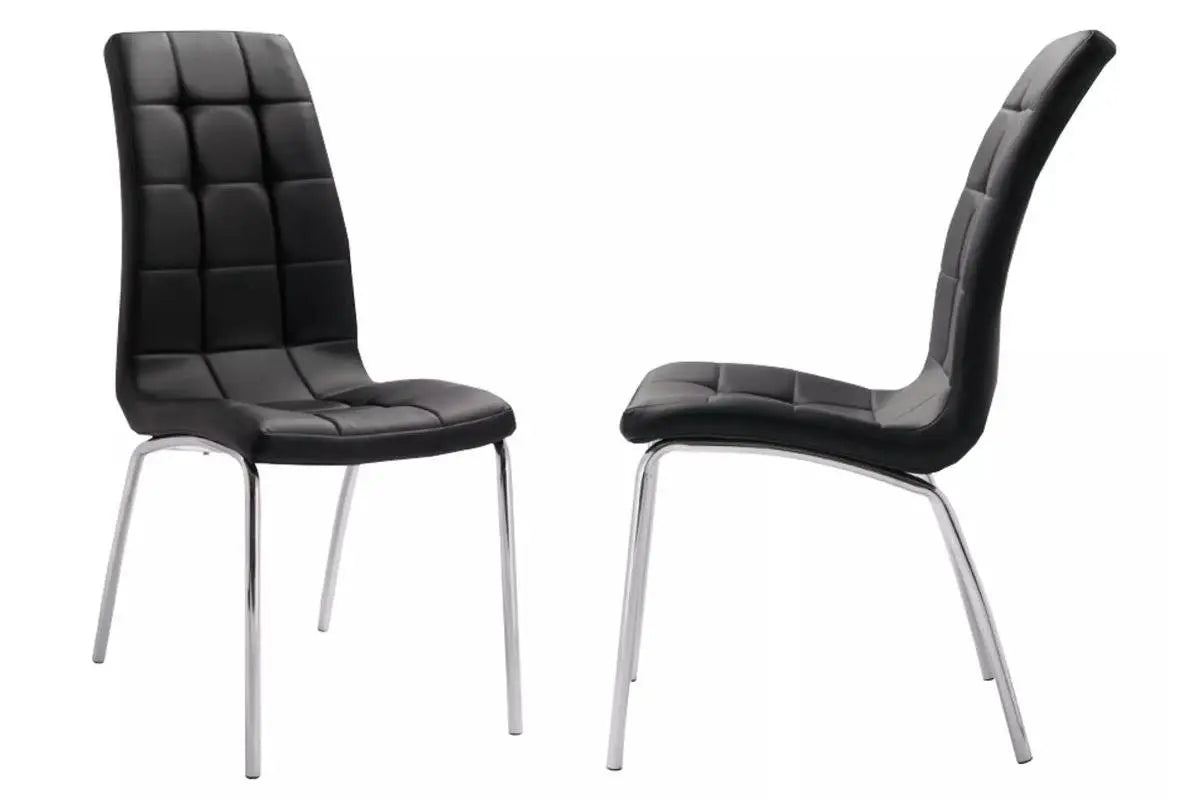 Table ronde chromé et chaises noires DESIGN Swedzo-Meuble