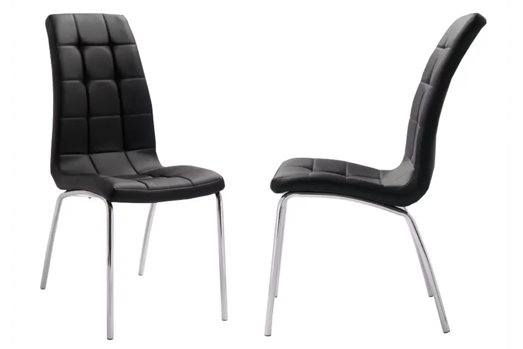 Table ronde chromé 4 ou 6 chaises noir RETRO