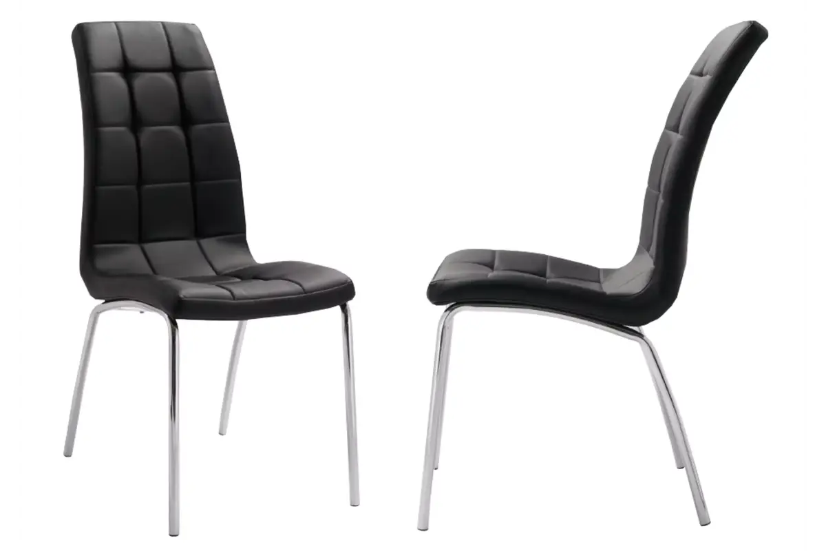 Table ronde chromé 4 ou 6 chaises noir RETRO