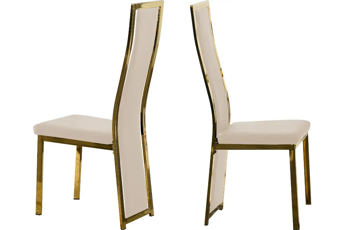 Table en verre et chaise dorée beige DIA Swedzo-Meuble