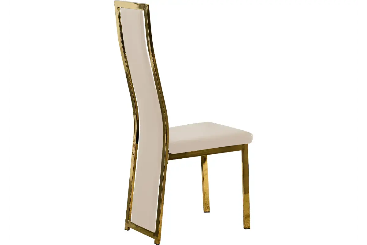 Table en verre et chaise dorée beige DIA Swedzo-Meuble