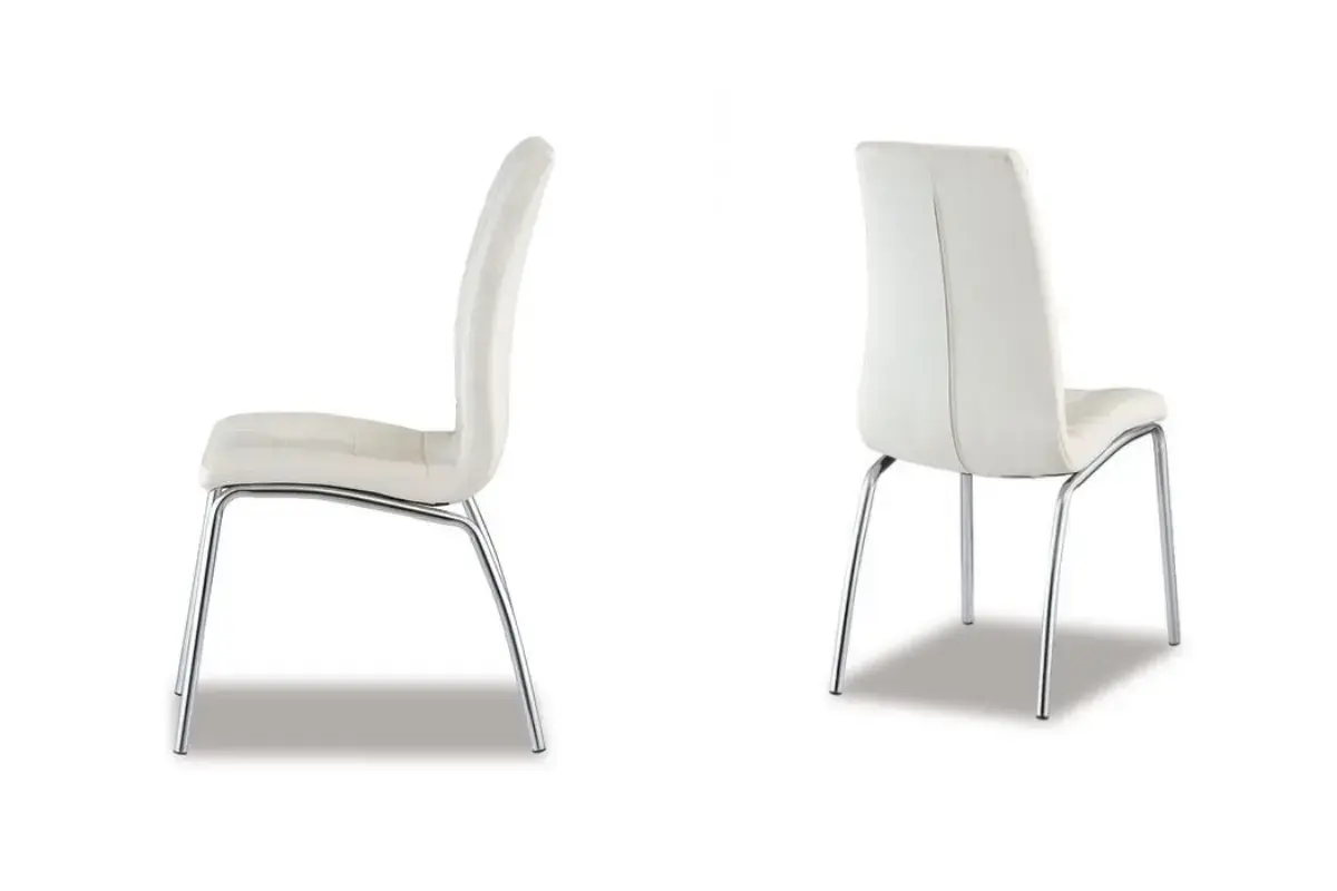 Table repas et chaises blanches DESIGN Swedzo-Meuble