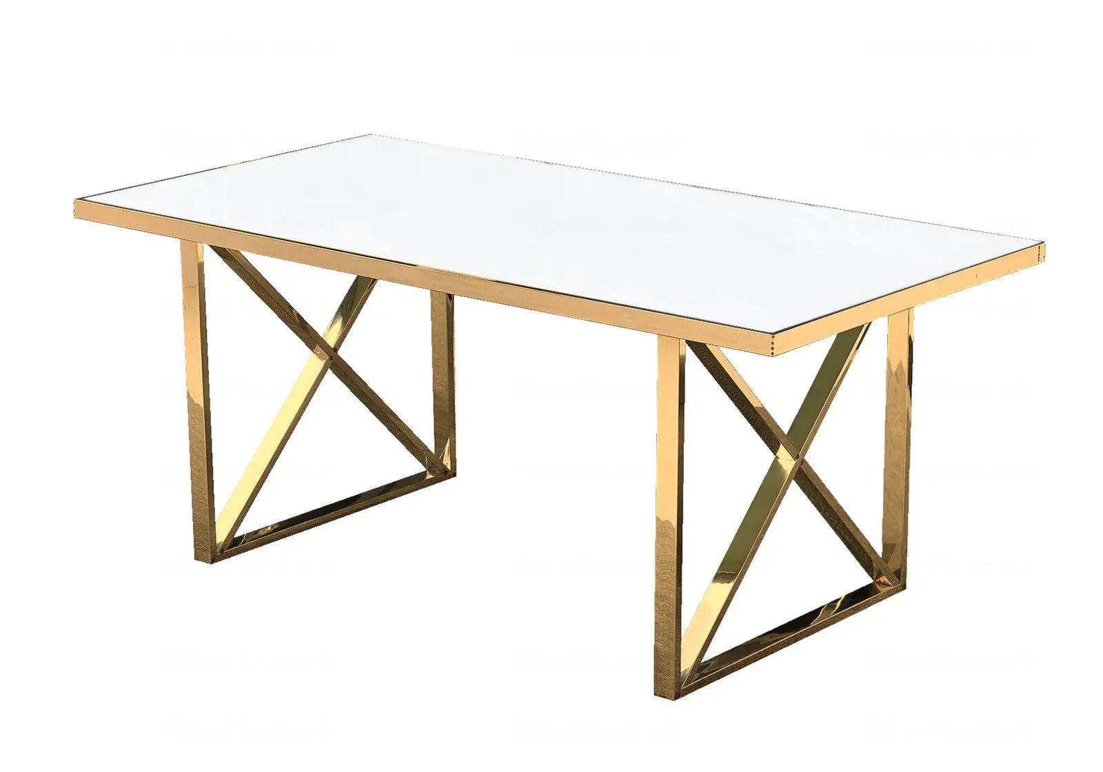 Table a Manger Doree Blanc Gino Swedzo-Meuble