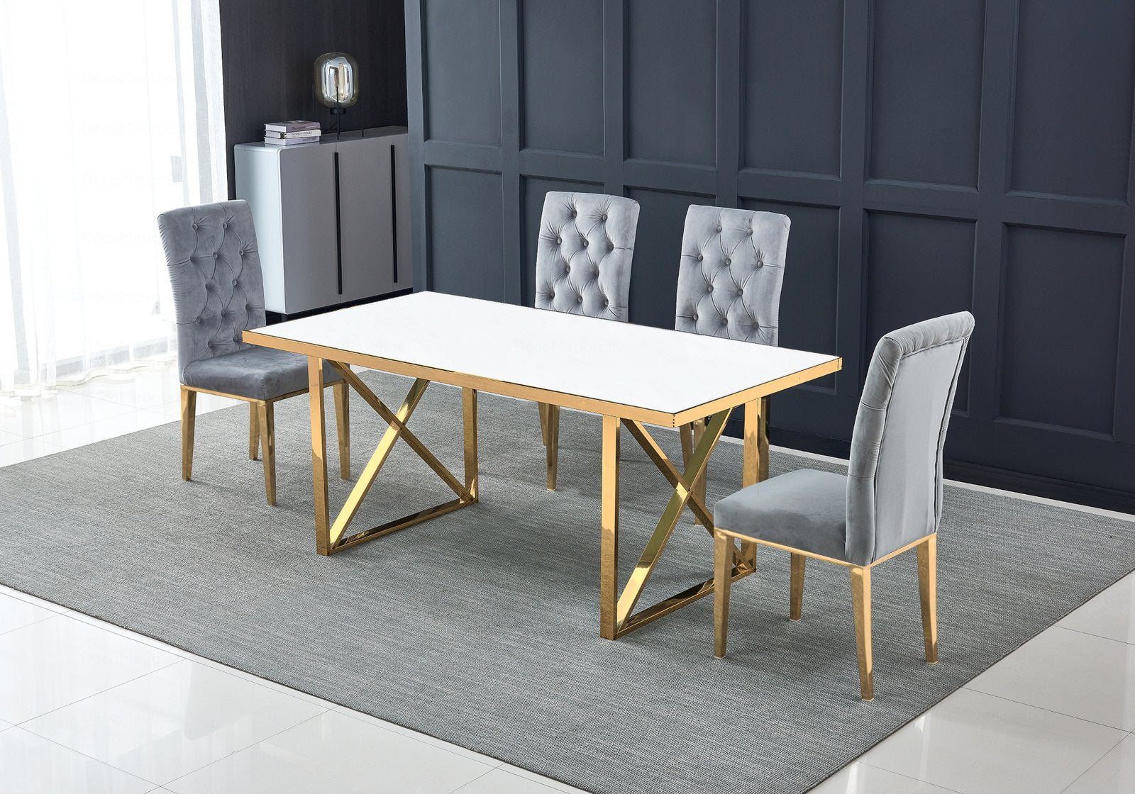 Table a Manger Doree Blanc Gino