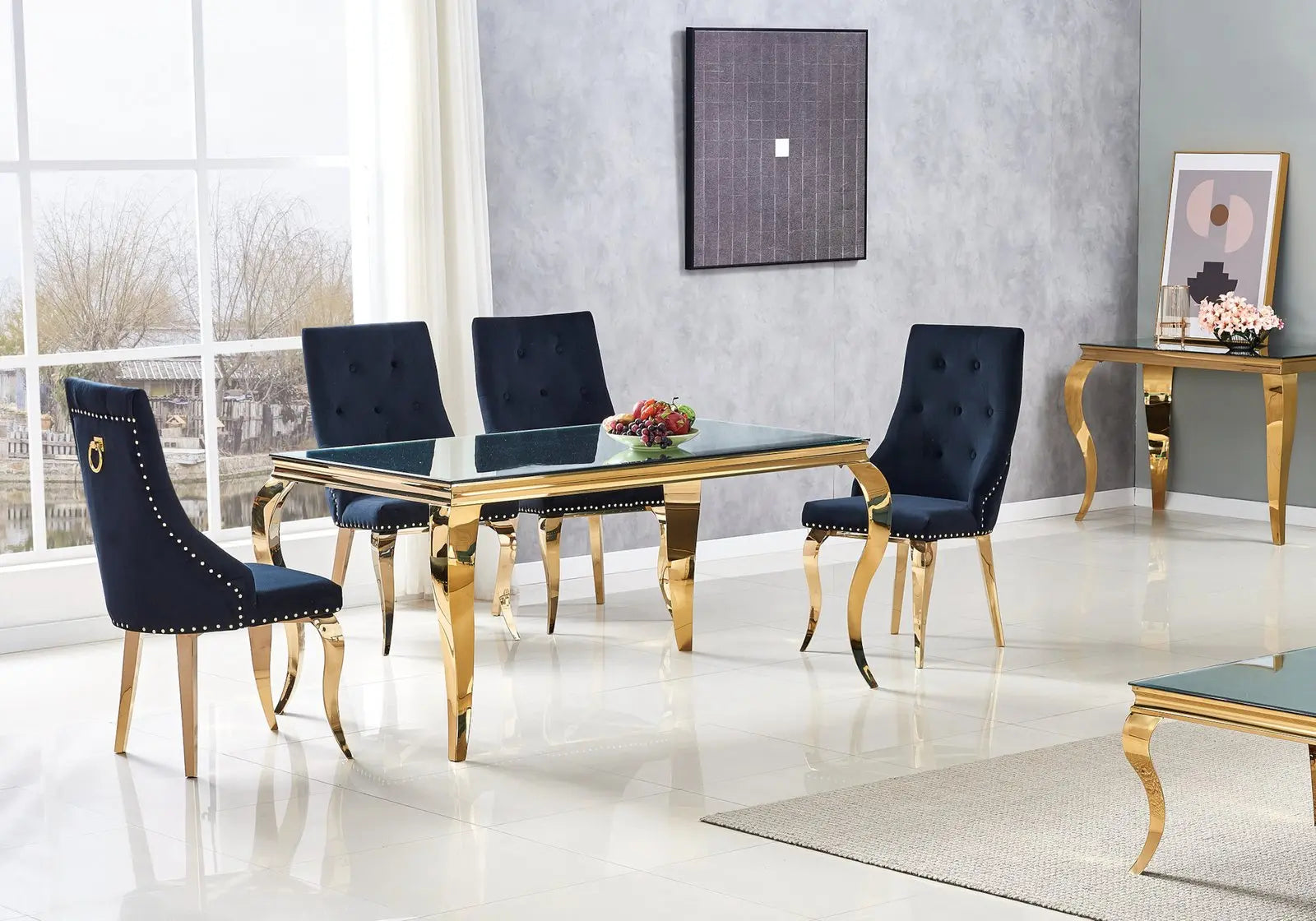 Table à manger dorée miroir NEO Swedzo-Meuble