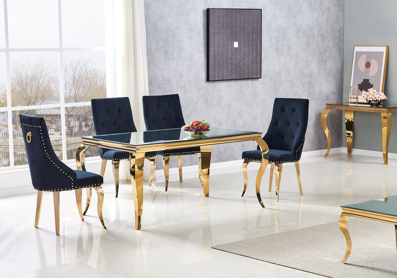 Table é manger dorée miroir NEO