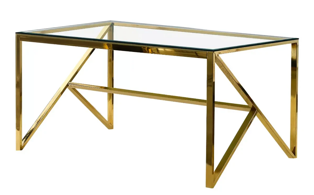 Table en verre et chaise dorée beige DIA