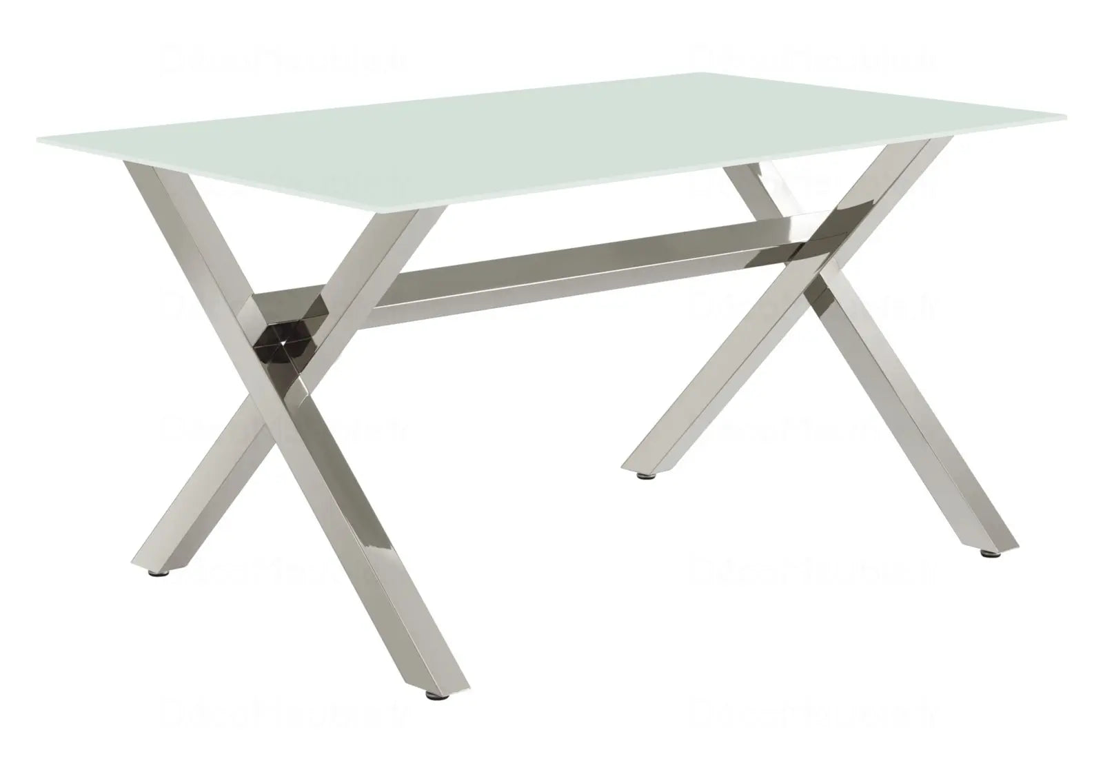 Table à manger marbre blanc pied argent CROSS Swedzo-Meuble