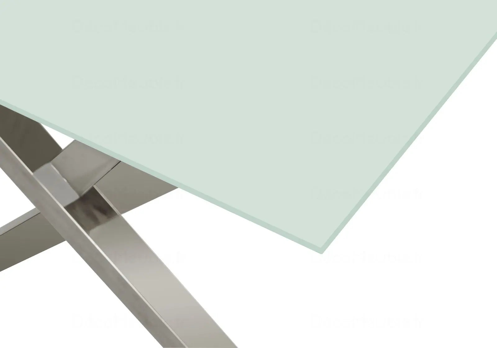 Table à manger marbre blanc pied argent CROSS Swedzo-Meuble