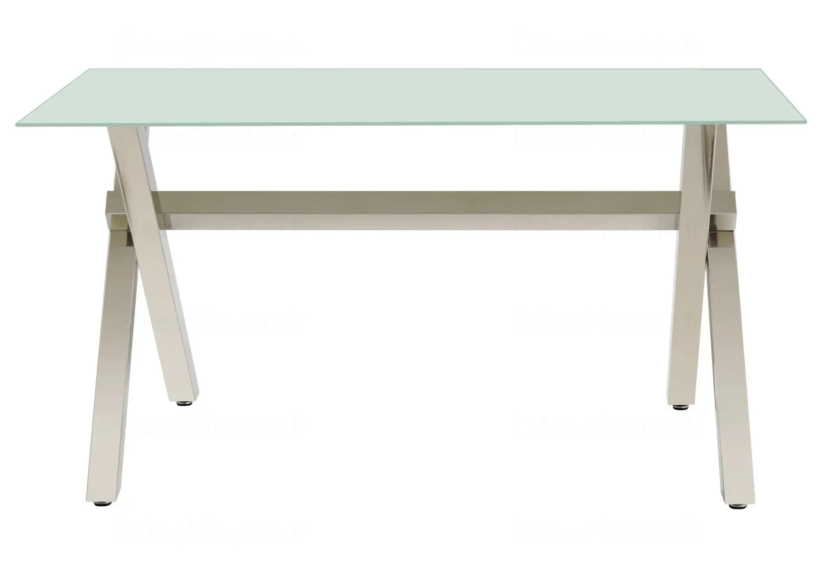 Table à manger marbre blanc pied argent CROSS Swedzo-Meuble