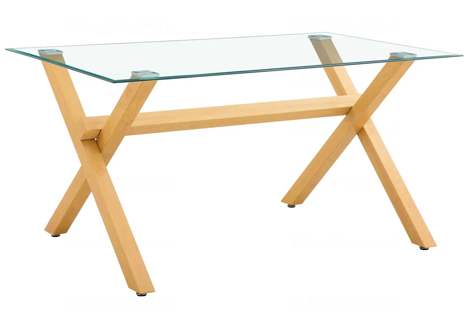Table à manger en verre pied bois CROSS Swedzo-Meuble